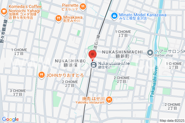 額住宅前メンズエステの地図です。map of Nuka-Jūtakumae station where spa and massage salons are located