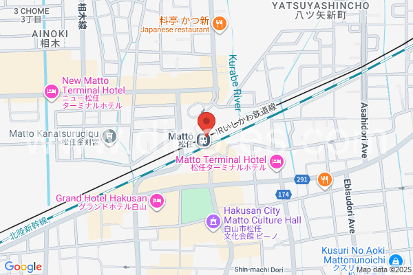 松任メンズエステの地図です。map of Mattō station where spa and massage salons are located