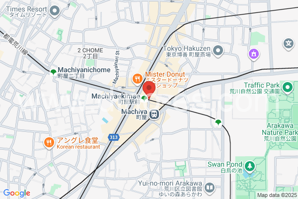 町屋駅前メンズエステの地図です。map of Machiyaekimae station where spa and massage salons are located