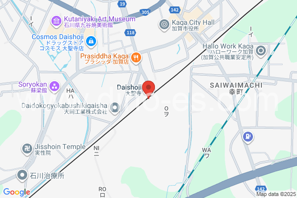 大聖寺メンズエステの地図です。map of Daishōji station where spa and massage salons are located