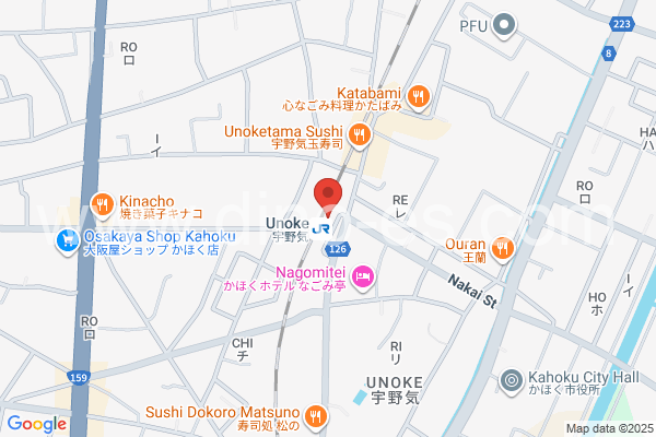 宇野気メンズエステの地図です。map of Unoke station where spa and massage salons are located