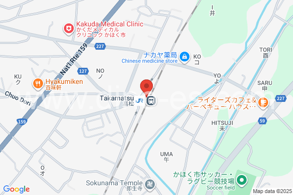 高松(石川)メンズエステの地図です。map of Takamatsu station where spa and massage salons are located