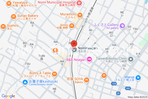 寺井メンズエステの地図です。map of Terai station where spa and massage salons are located