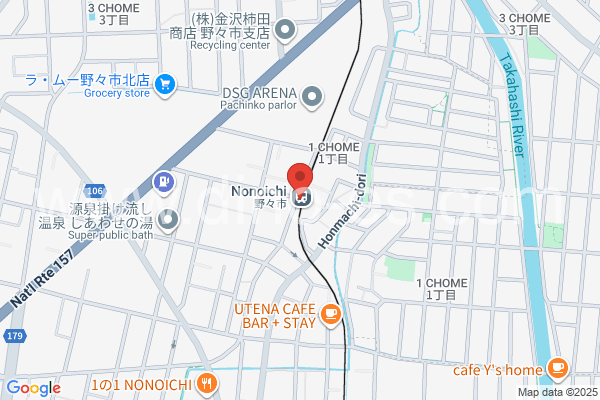野々市メンズエステの地図です。map of Nonoichi station where spa and massage salons are located