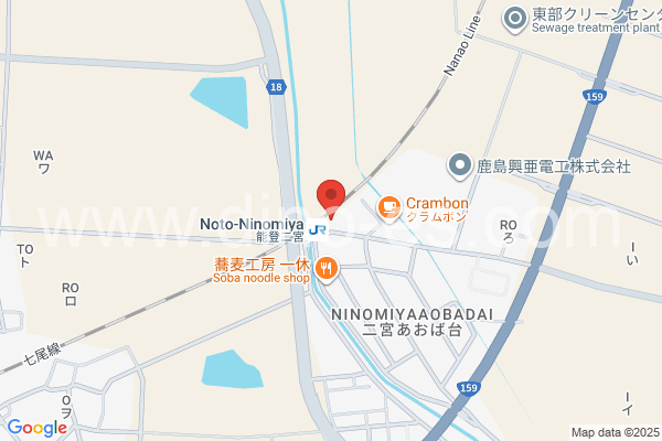 能登二宮メンズエステの地図です。map of Noto-Ninomiya station where spa and massage salons are located