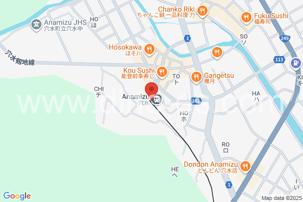 穴水メンズエステの地図です。map of Anamizu station where spa and massage salons are located