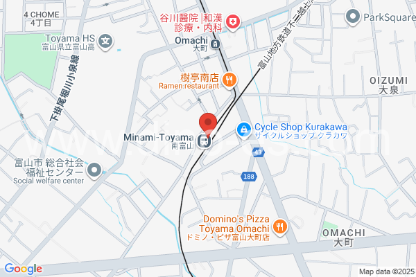 南富山メンズエステの地図です。map of Minami-Toyama station where spa and massage salons are located