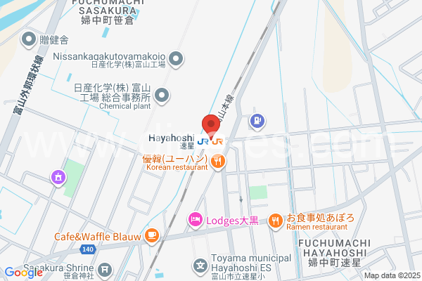 速星メンズエステの地図です。map of Hayahoshi station where spa and massage salons are located