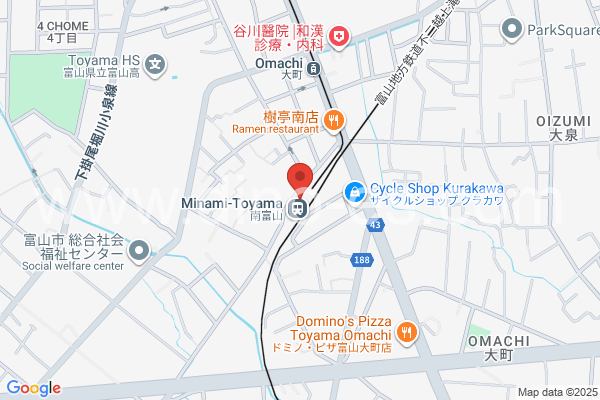 南富山駅前メンズエステの地図です。map of Minami Toyama Ekimae station where spa and massage salons are located