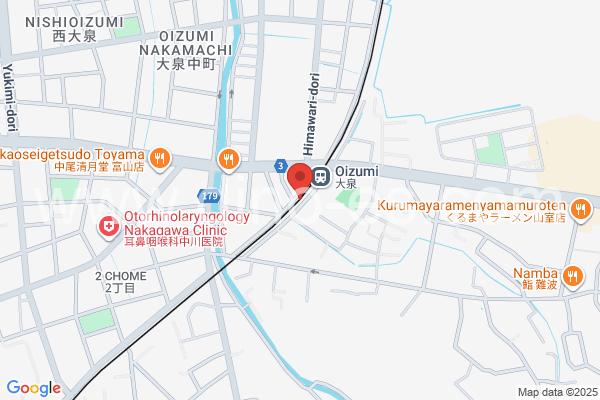 大泉(富山)メンズエステの地図です。map of Ōizumi station where spa and massage salons are located