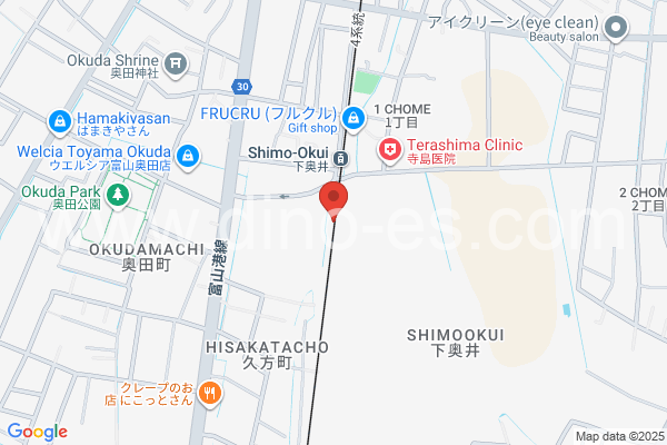 下奥井メンズエステの地図です。map of Shimo-Okui station where spa and massage salons are located