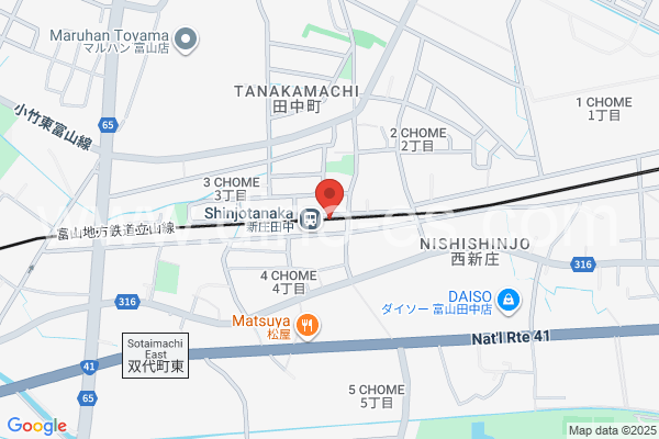 新庄田中メンズエステの地図です。map of Shinjō-Tanaka station where spa and massage salons are located