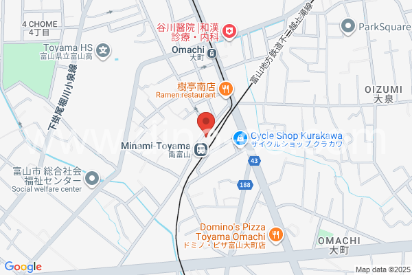 富山駅前メンズエステの地図です。map of Toyama Ekimae station where spa and massage salons are located