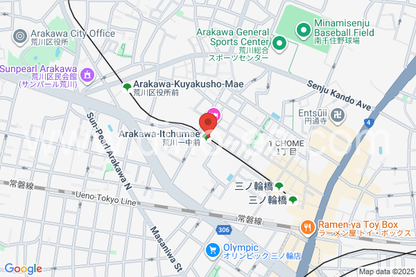 荒川一中前メンズエステの地図です。map of Arakawa-itchūmae station where spa and massage salons are located