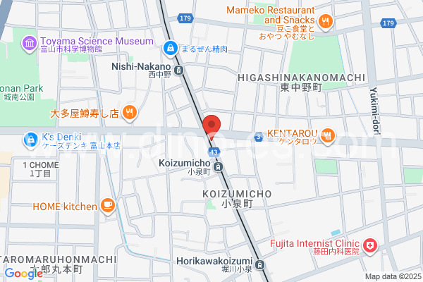 小泉町(富山)メンズエステの地図です。map of Koizumimachi station where spa and massage salons are located