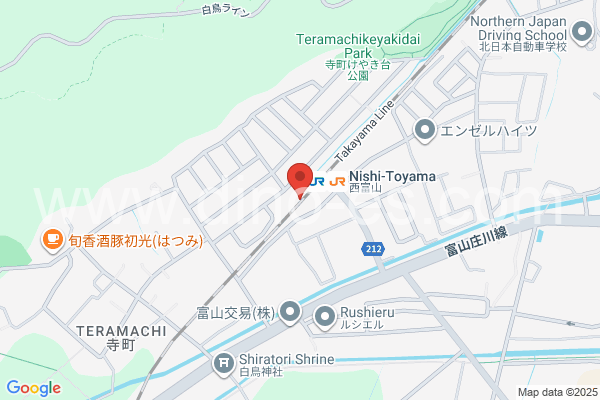 西富山メンズエステの地図です。map of Nishi-Toyama station where spa and massage salons are located