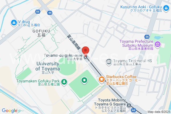 大学前(富山)メンズエステの地図です。map of Daigakumae station where spa and massage salons are located