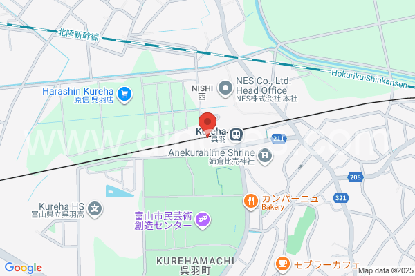呉羽メンズエステの地図です。map of Kureha station where spa and massage salons are located