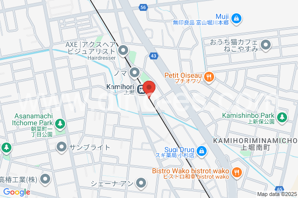 上堀メンズエステの地図です。map of Kamihori station where spa and massage salons are located