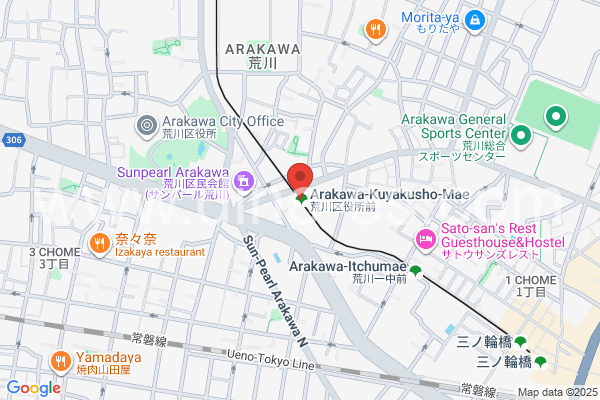 荒川区役所前メンズエステの地図です。map of Arakawakuyakushomae station where spa and massage salons are located