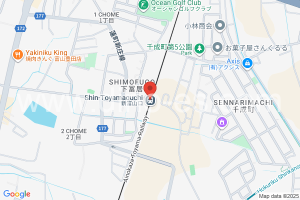 新富山メンズエステの地図です。map of Shin-Toyama station where spa and massage salons are located