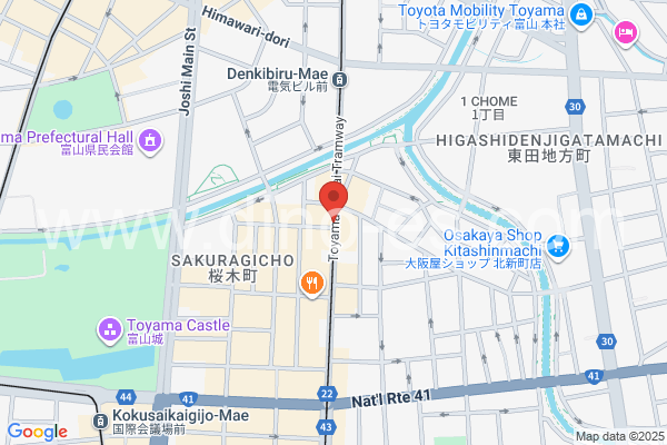 桜橋(富山)メンズエステの地図です。map of Sakurabashi station where spa and massage salons are located