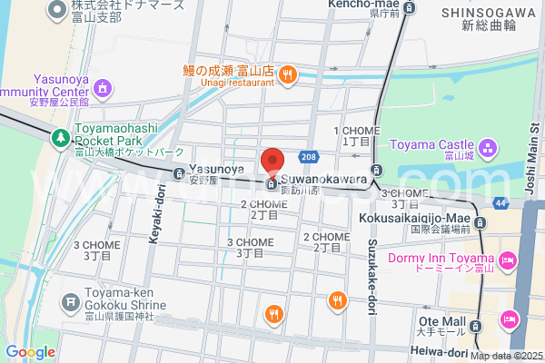 諏訪川原メンズエステの地図です。map of Suwanokawara station where spa and massage salons are located