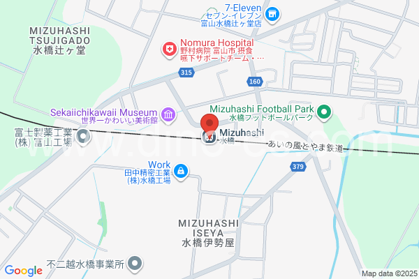 水橋メンズエステの地図です。map of Mizuhashi station where spa and massage salons are located
