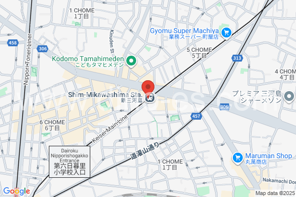 新三河島メンズエステの地図です。map of Shin-Mikawashima station where spa and massage salons are located