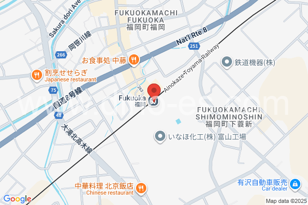 福岡(富山)メンズエステの地図です。map of Fukuoka station where spa and massage salons are located