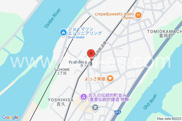 吉久メンズエステの地図です。map of Yoshihisa station where spa and massage salons are located