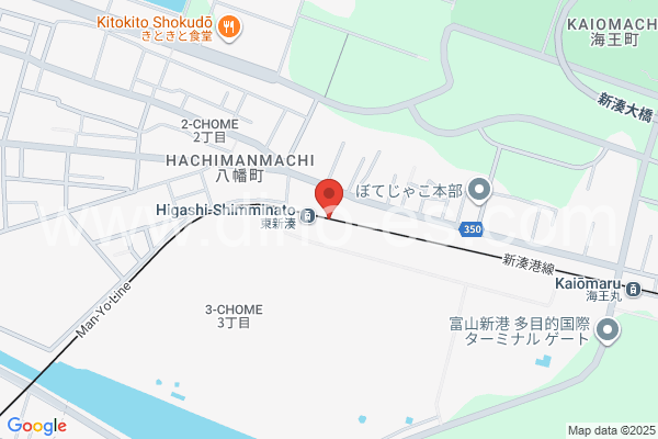 東新湊メンズエステの地図です。map of Higashi-Shinminato station where spa and massage salons are located
