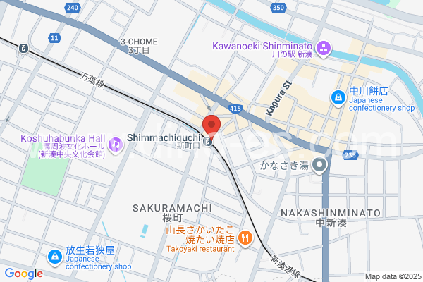 新町口メンズエステの地図です。map of Shimmachiguchi station where spa and massage salons are located