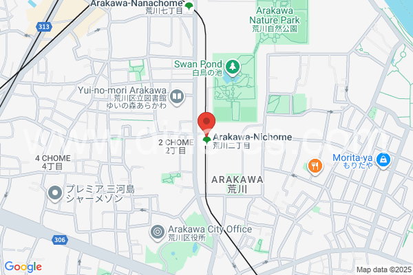 荒川二丁目メンズエステの地図です。map of Arakawa-nichōme station where spa and massage salons are located