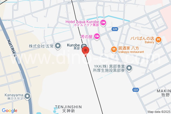 黒部メンズエステの地図です。map of Kurobe station where spa and massage salons are located