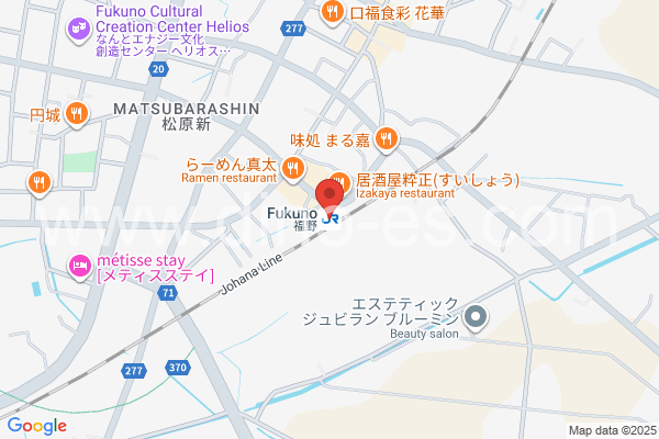 福野(富山)メンズエステの地図です。map of Fukuno station where spa and massage salons are located