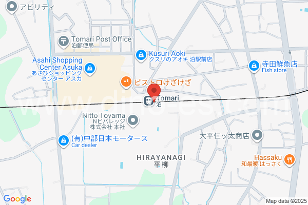 泊(富山)メンズエステの地図です。map of Tomari station where spa and massage salons are located
