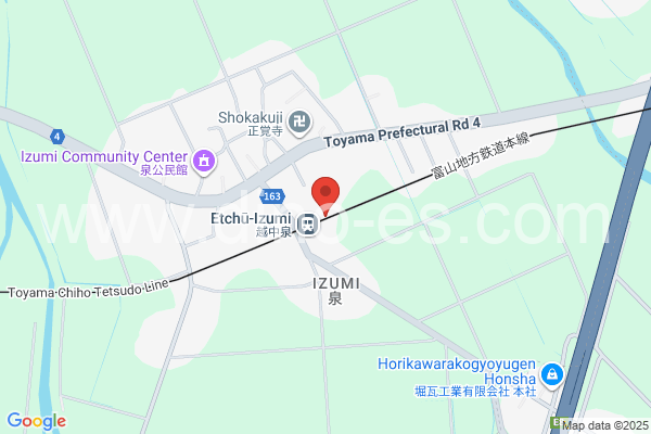 越中泉メンズエステの地図です。map of Etchū-Izumi station where spa and massage salons are located