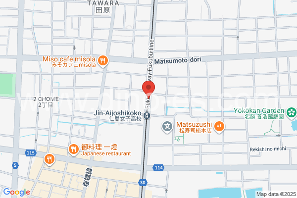 仁愛女子高校メンズエステの地図です。map of Jin'ai Joshikōkō station where spa and massage salons are located