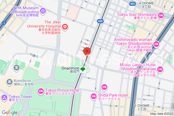 御成門メンズエステの地図です。map of Onarimon station where spa and massage salons are located