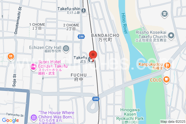 武生メンズエステの地図です。map of Takefu station where spa and massage salons are located