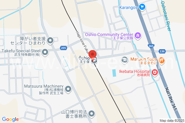 王子保メンズエステの地図です。map of Ōshio station where spa and massage salons are located