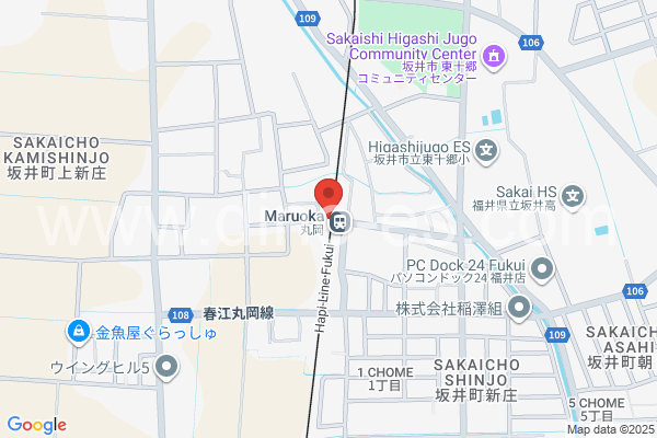 丸岡メンズエステの地図です。map of Maruoka station where spa and massage salons are located