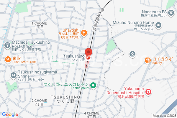 つくし野メンズエステの地図です。map of Tsukushino station where spa and massage salons are located
