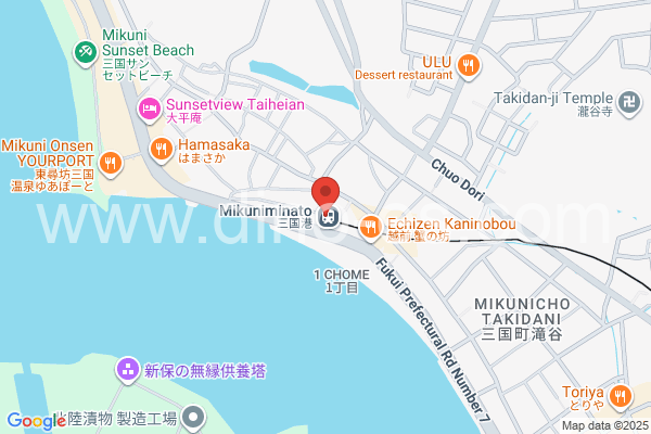 三国港メンズエステの地図です。map of Mikuniminato station where spa and massage salons are located