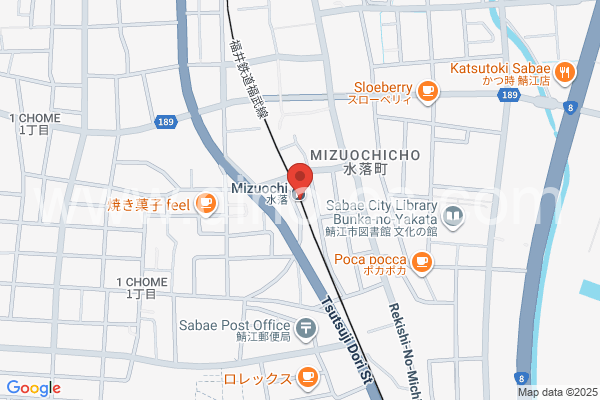 水落メンズエステの地図です。map of Mizuochi station where spa and massage salons are located
