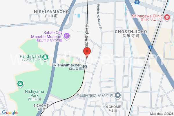 西山公園メンズエステの地図です。map of Nishiyamakōen station where spa and massage salons are located