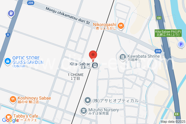 北鯖江メンズエステの地図です。map of Kita-Sabae station where spa and massage salons are located