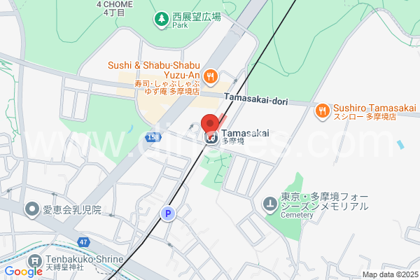 多摩境メンズエステの地図です。map of Tamasakai station where spa and massage salons are located
