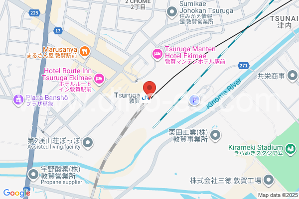敦賀メンズエステの地図です。map of Tsuruga station where spa and massage salons are located